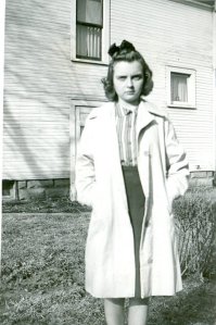 I love this photo of my mom during her high school years. She loved visiting her Aunt Pauline and Uncle Kenny Kurtz.